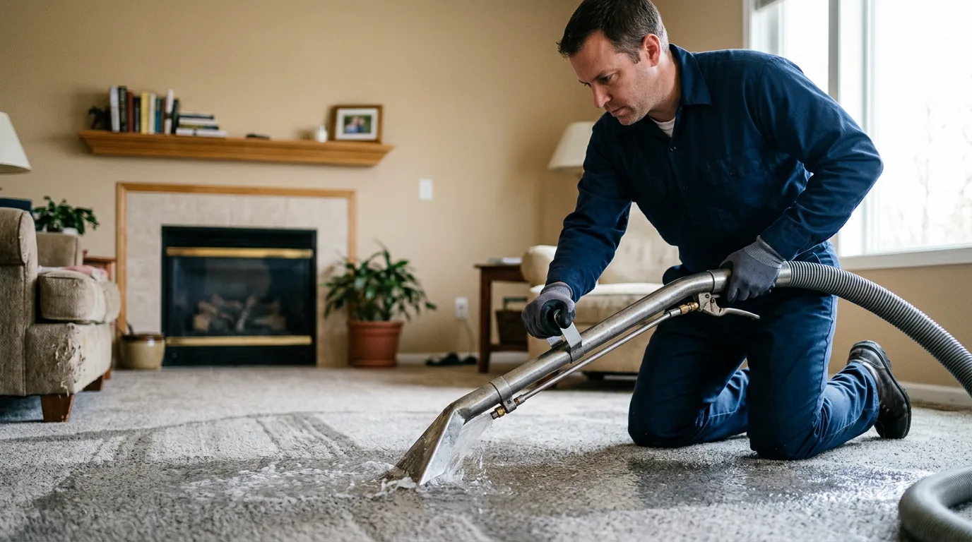 Water damage restoration technician working near Arcadia, MO